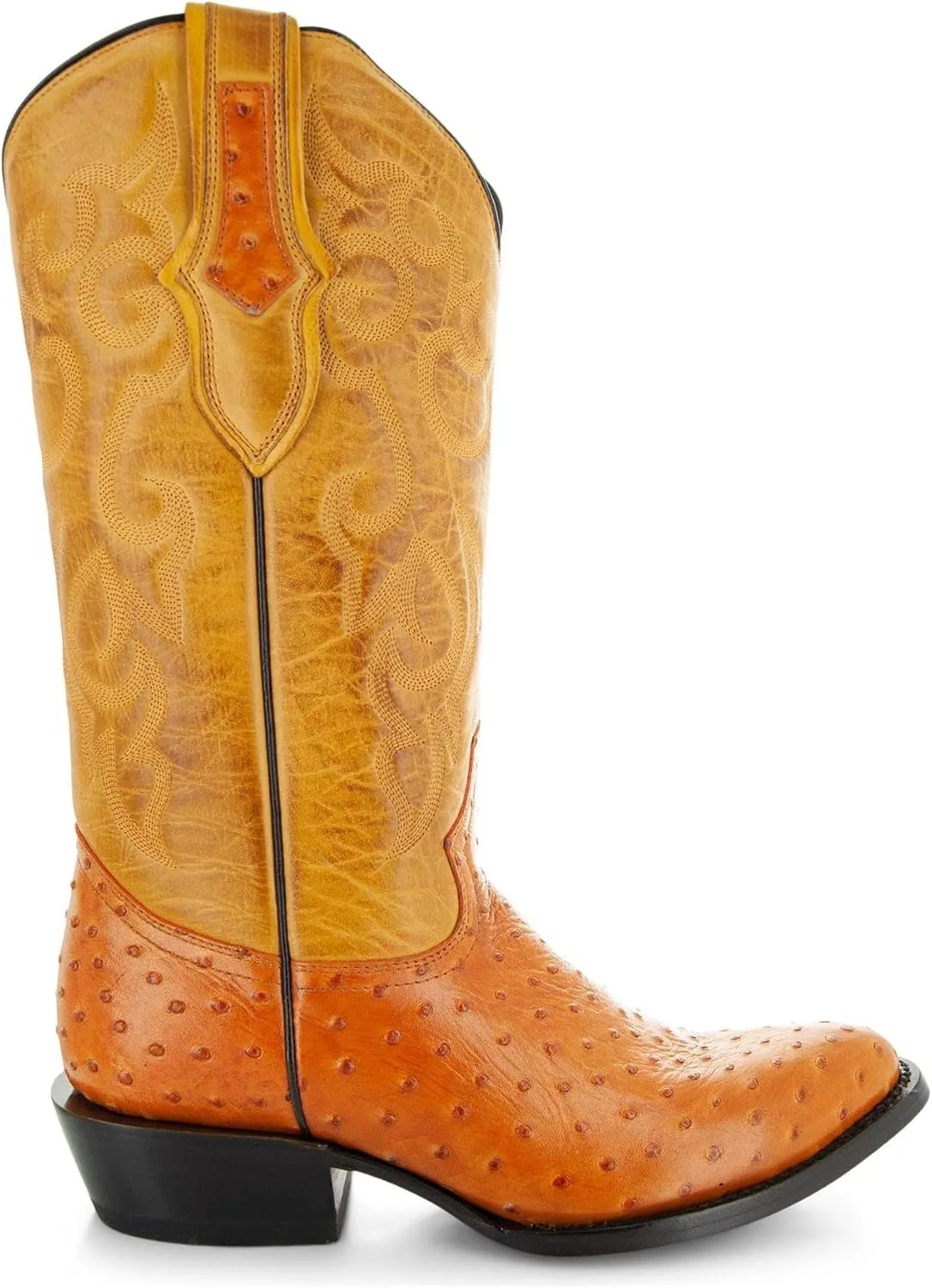 Soto Boots Men's Ostrich Print Cowboy Boots, Exotic Print Men's Cowboy Boots, Western Boots For Men H7002
