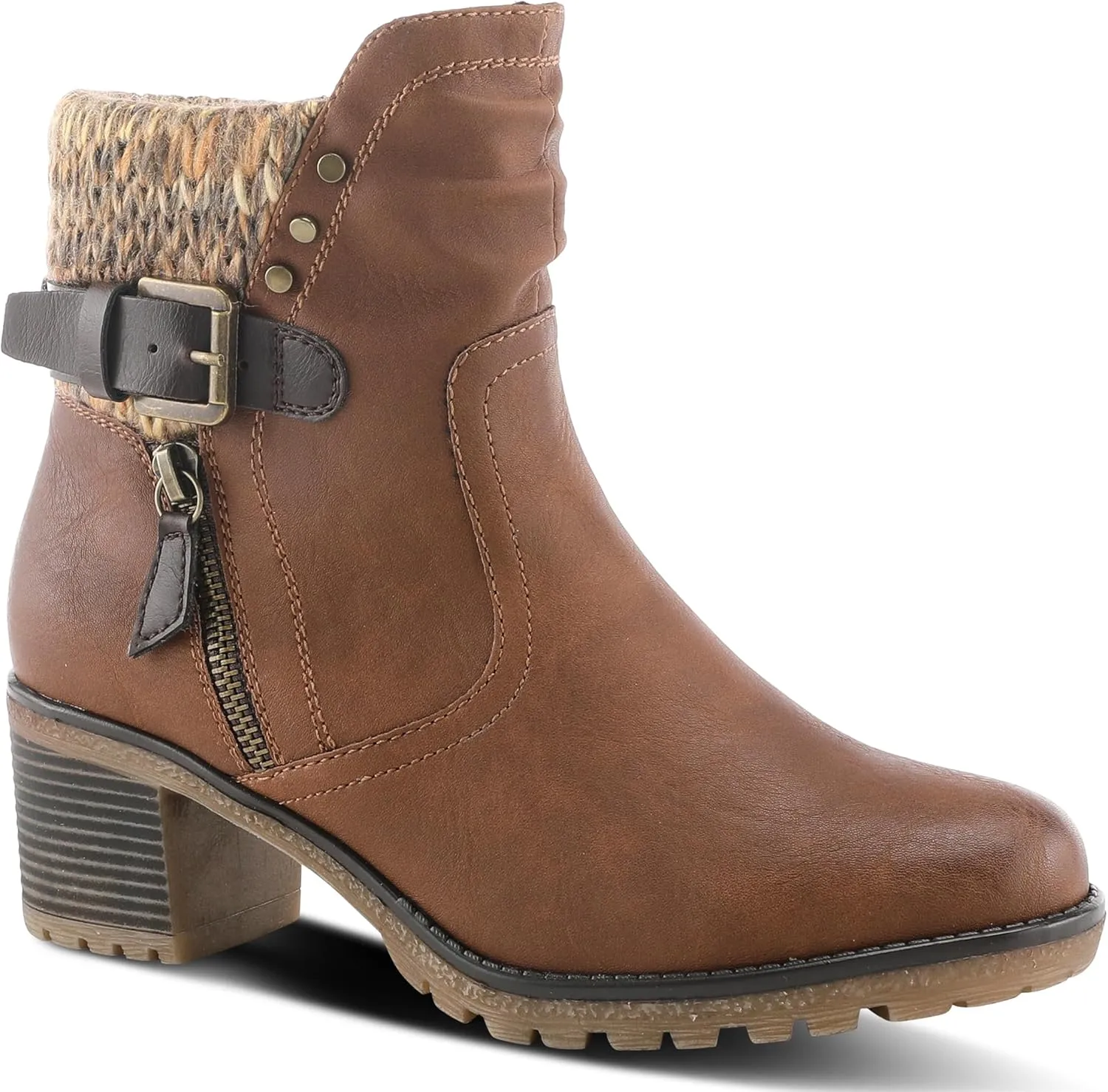 Spring Step Relife Style Rene Knee High Ankle Boots for Women | Shoes for Women with Zipper Closure, Sweater Knit Cuff and Faux Fur Insole