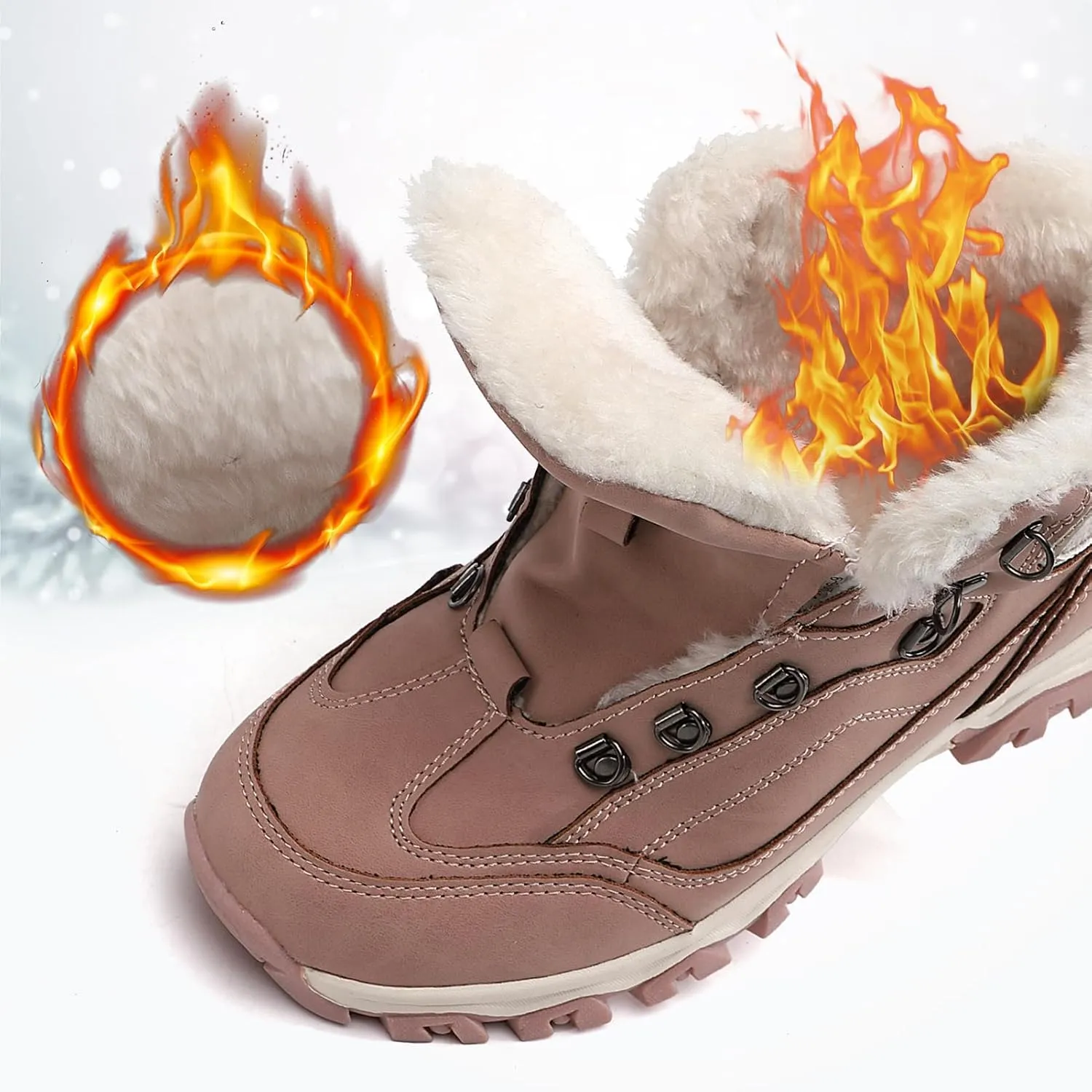 TARELO Womens Snow Boots Waterproof Shoes Winter Warm Fur Lined Non Slip Walking Fashion Hiking Boot