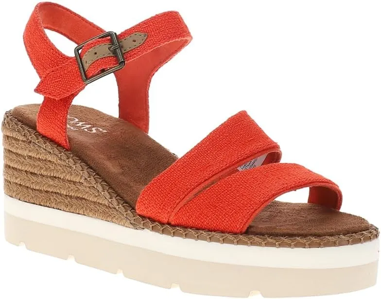 TOMS Womens Darya Platform Espadrille Casual Sandals Casual High Heel 3" & Up - Red