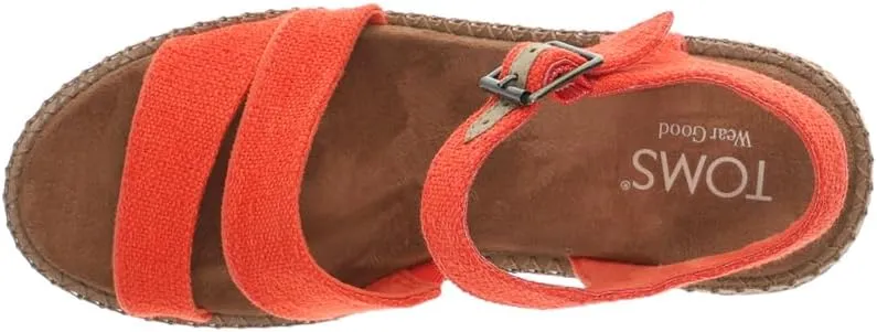 TOMS Womens Darya Platform Espadrille Casual Sandals Casual High Heel 3" & Up - Red
