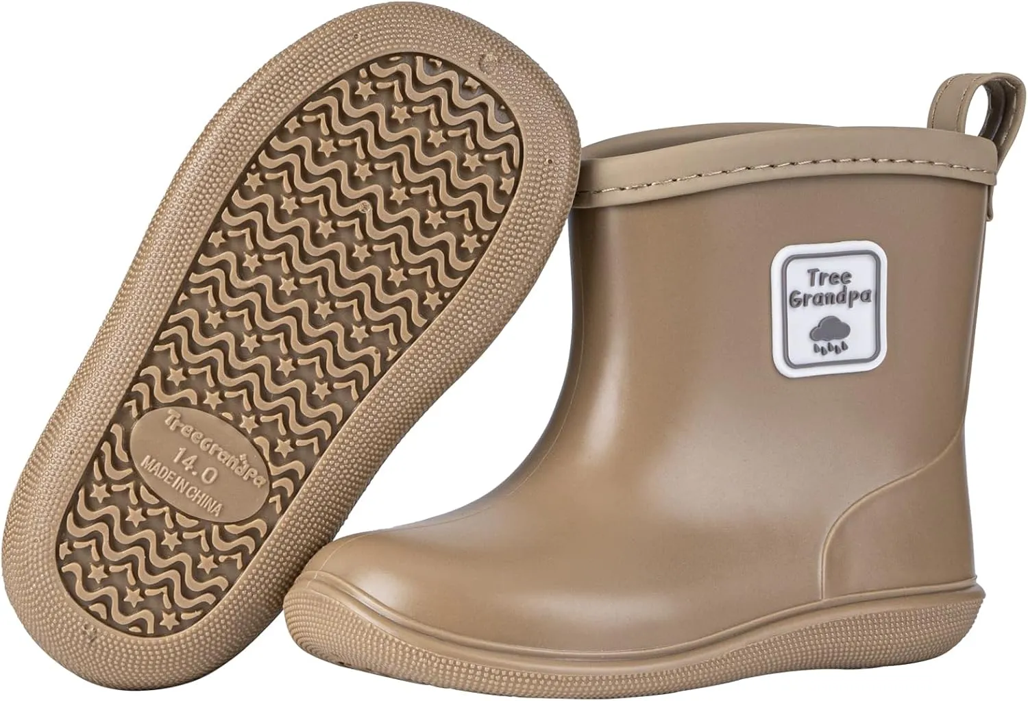 Tree Grandpa Toddler Rain Boots for Boys Girls Waterproof Baby Kids Rain Boots With Easy-on