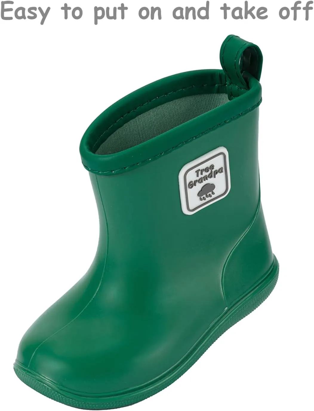 Tree Grandpa Toddler Rain Boots for Boys Girls Waterproof Baby Kids Rain Boots With Easy-on