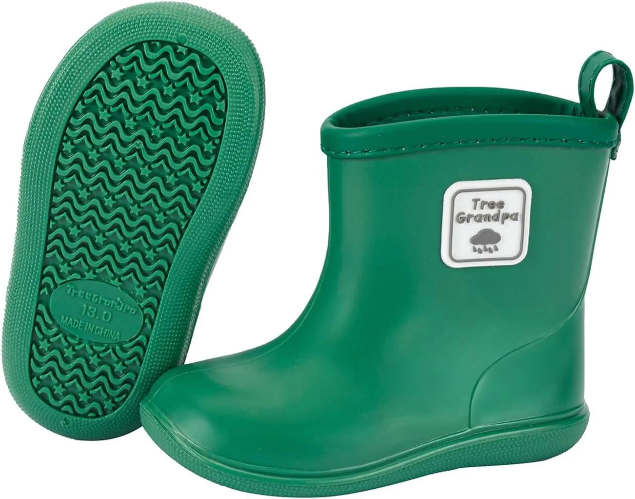 Tree Grandpa Toddler Rain Boots for Boys Girls Waterproof Baby Kids Rain Boots With Easy-on