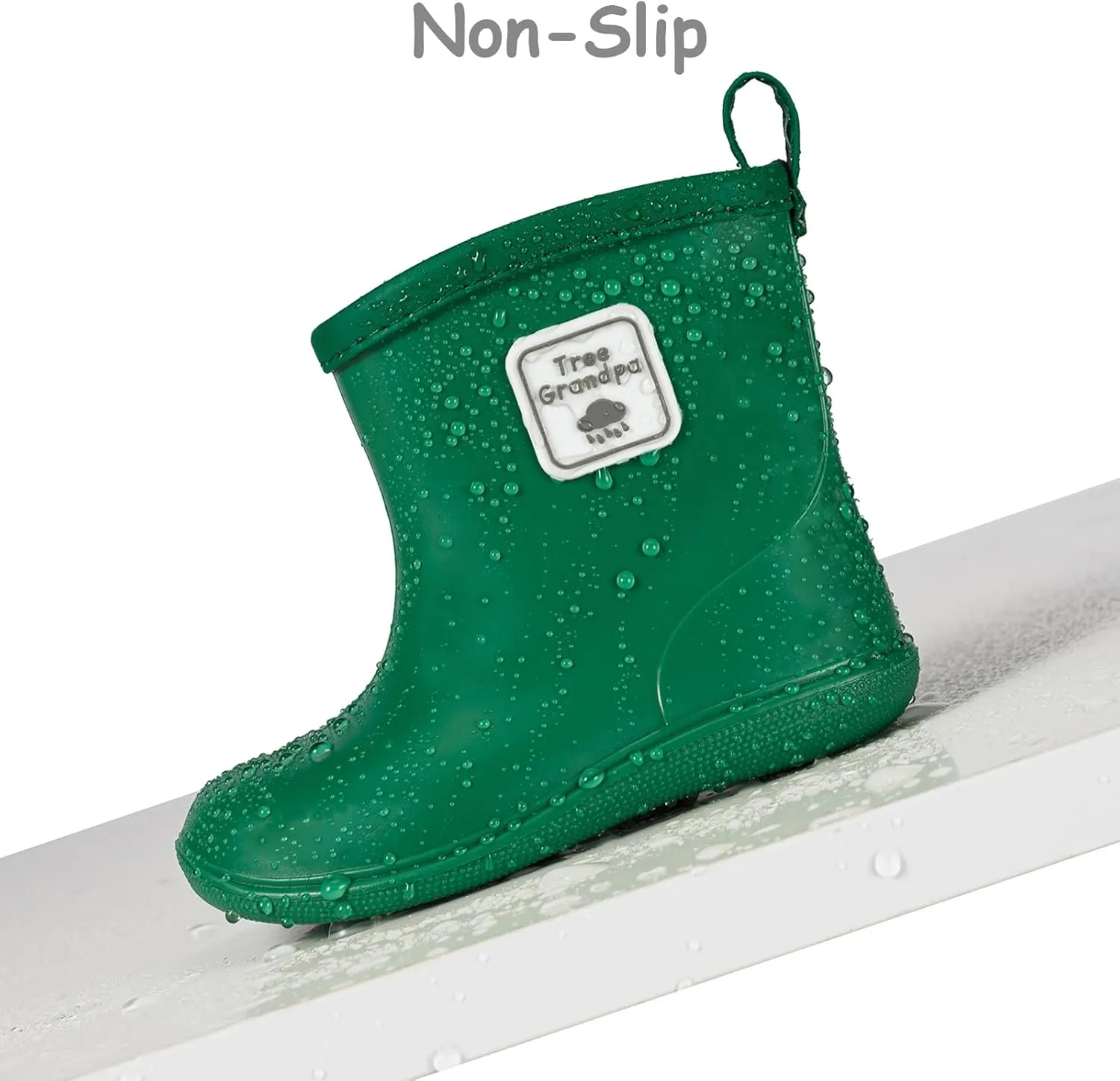 Tree Grandpa Toddler Rain Boots for Boys Girls Waterproof Baby Kids Rain Boots With Easy-on