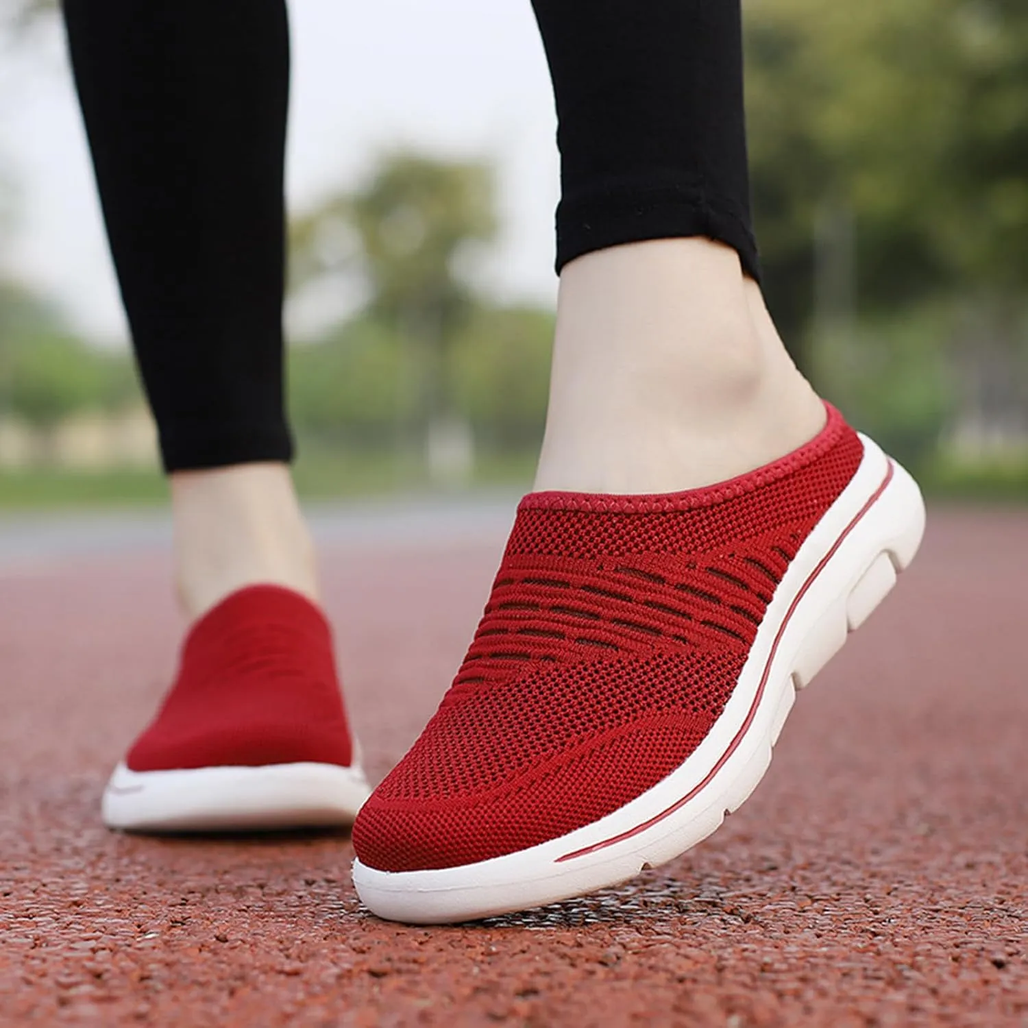 Unsiex Soft Sole Mules Summer Breathable Mesh Hollow Out Closed Toe Open Back Wedge Sandals Lightweight Comfortable Non-Slip Rubber Soles Walking Shoes