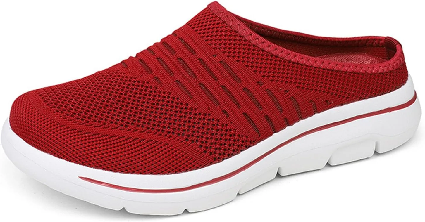 Unsiex Soft Sole Mules Summer Breathable Mesh Hollow Out Closed Toe Open Back Wedge Sandals Lightweight Comfortable Non-Slip Rubber Soles Walking Shoes