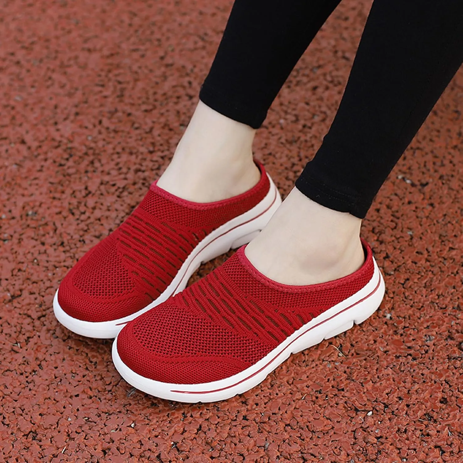Unsiex Soft Sole Mules Summer Breathable Mesh Hollow Out Closed Toe Open Back Wedge Sandals Lightweight Comfortable Non-Slip Rubber Soles Walking Shoes