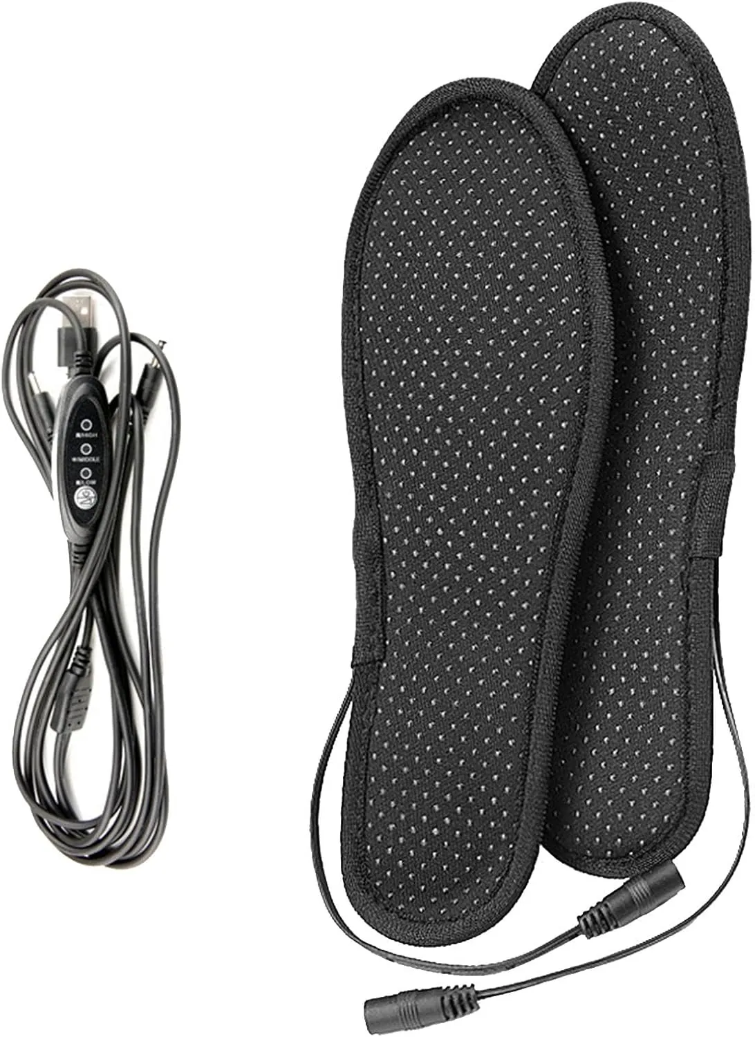 USB Heated Insoles, Rechargeable Electric Foot Warmers, Soft Plush Washable Thermal Insoles for Outdoor Hiking, Skiing, Camping (Comfortable & Adjustable Size)