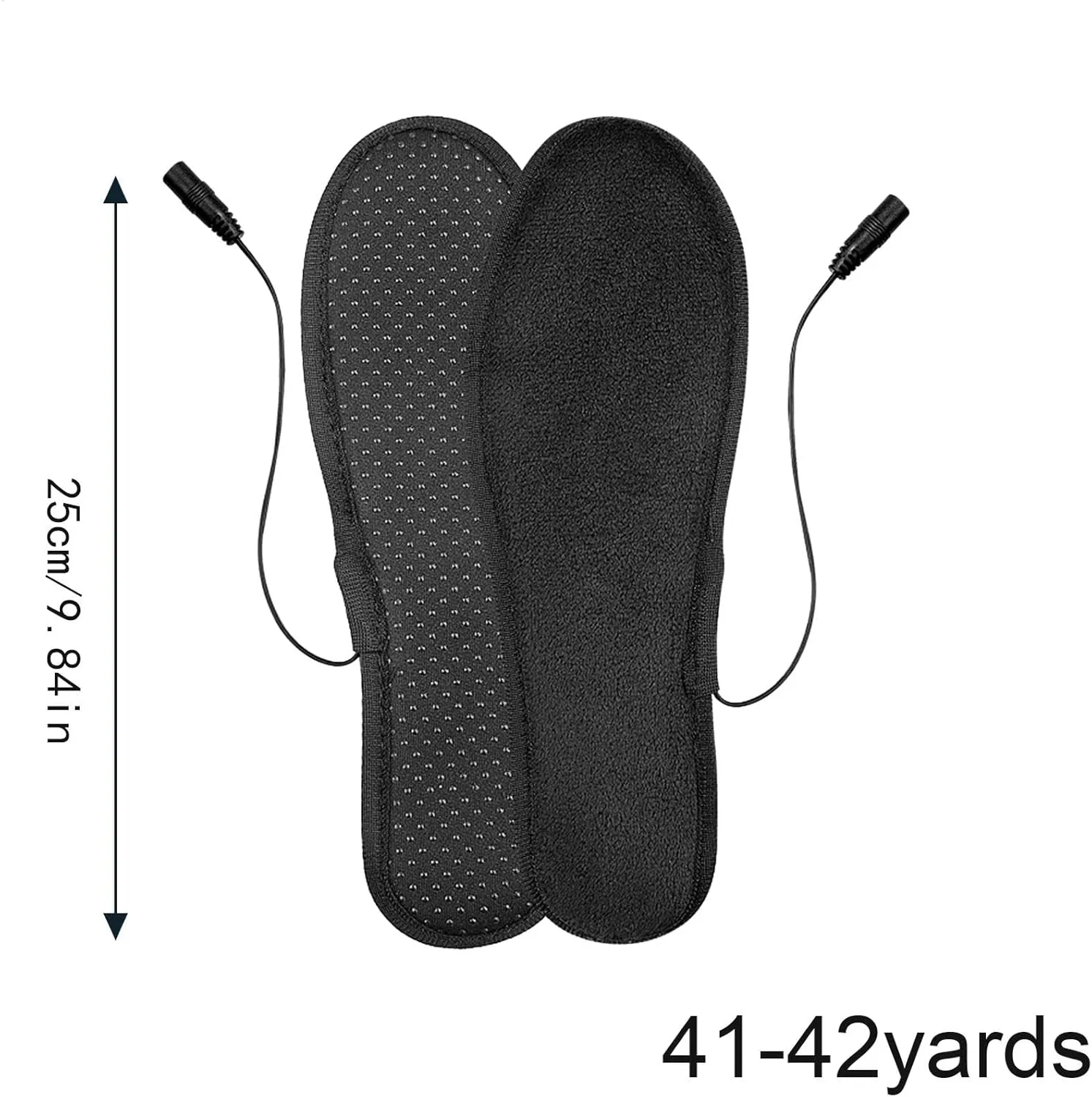USB Heated Insoles, Rechargeable Electric Foot Warmers, Soft Plush Washable Thermal Insoles for Outdoor Hiking, Skiing, Camping (Comfortable & Adjustable Size)