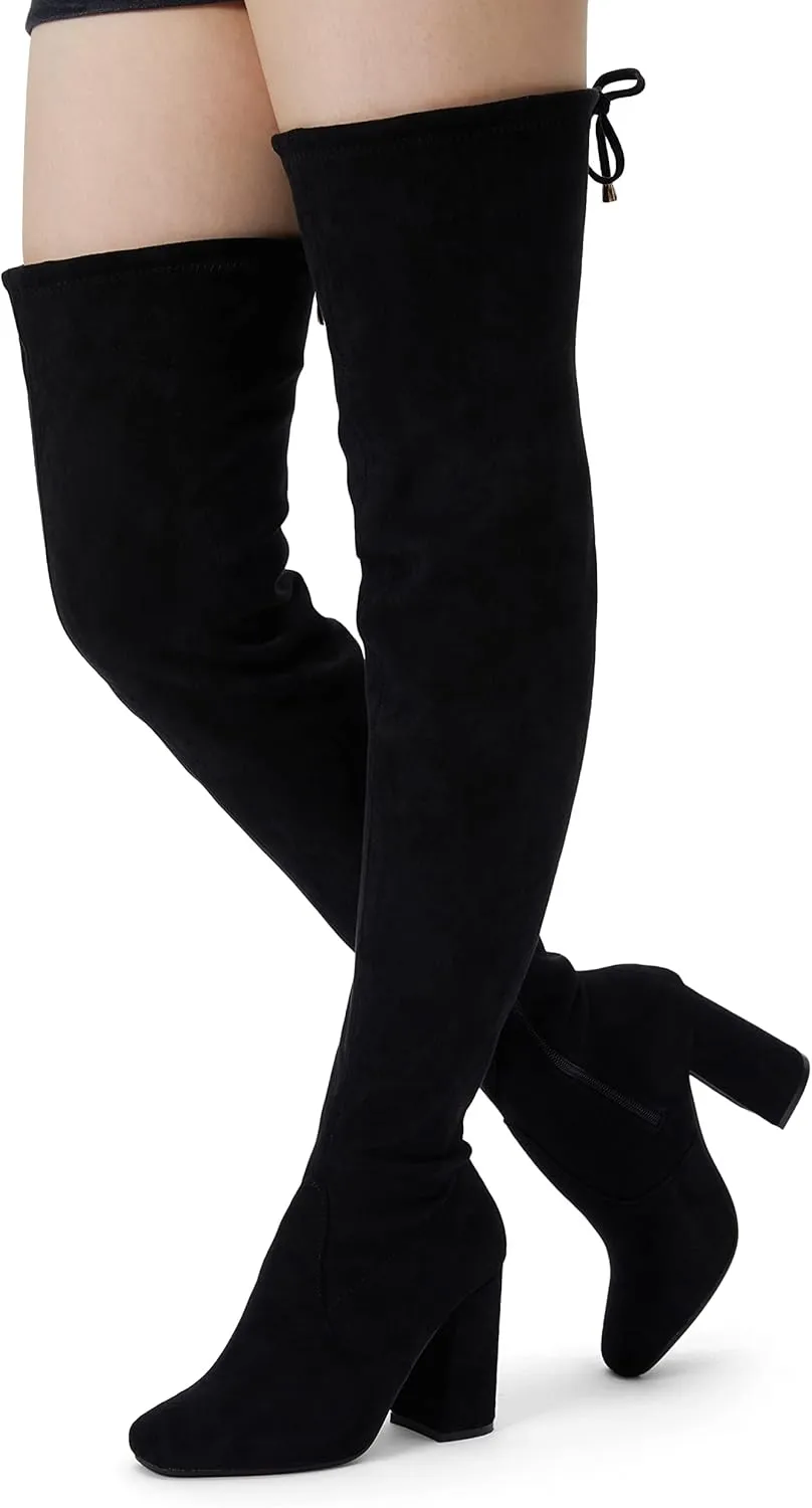 Vepose Women's 995 Over The Knee High Stylish Long 3.54Inch Square Toe Block Heel Boots