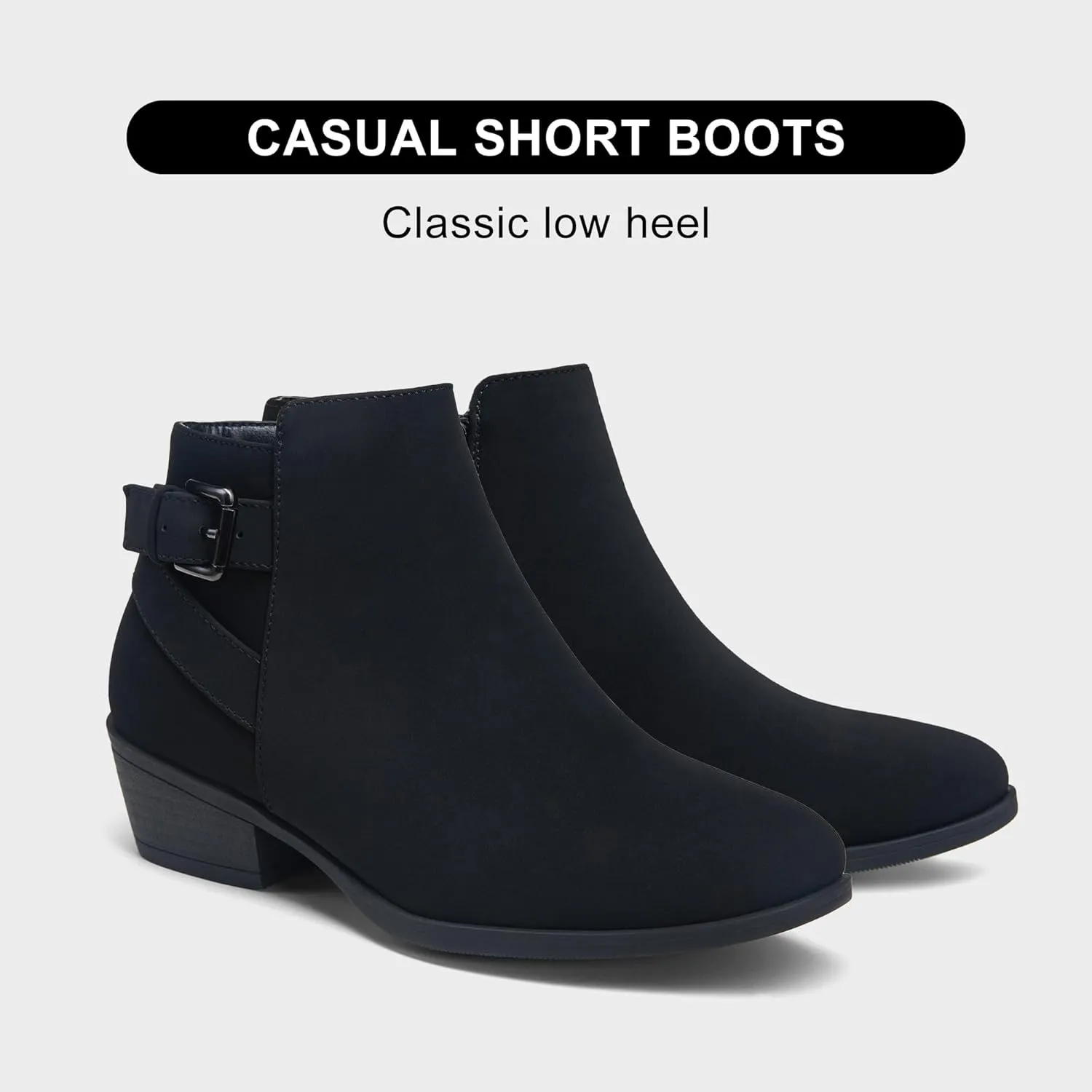 Vepose Women's Short Ankle Boots Low Heel, Western Cutout Perforated Booties