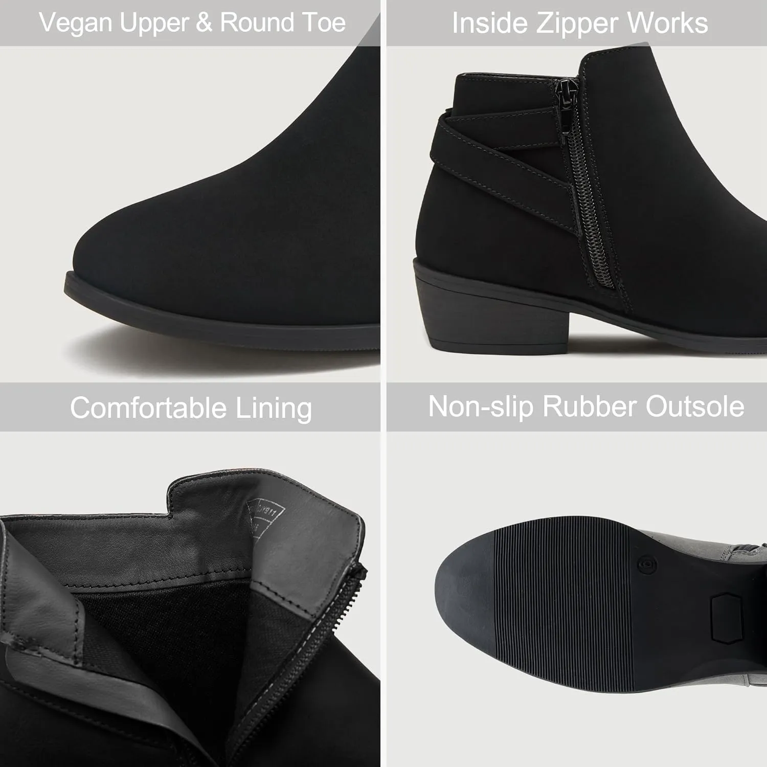 Vepose Women's Short Ankle Boots Low Heel, Western Cutout Perforated Booties