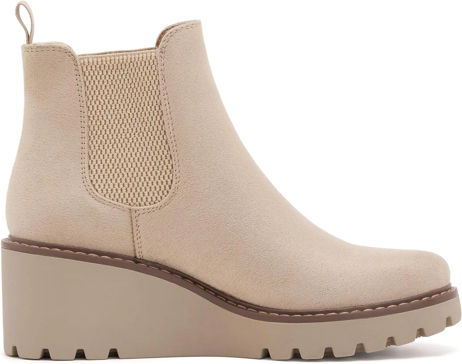 vodvob Women's Ankle Boots Wedge Heel Booties Elastic Chelsea Platform Slip On Lug Sole Wedge Boots