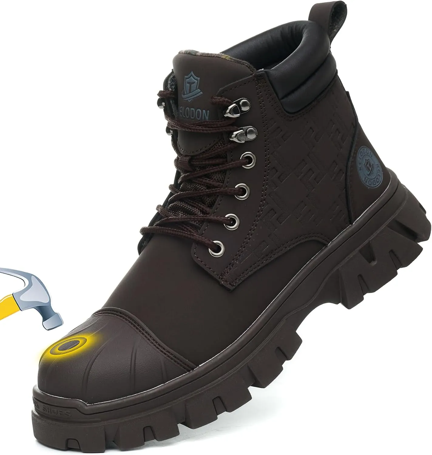 Waterproof Steel Toe Boots For Men 6 Inch Leather Steel Toe Shoes Non Slip Resistant Safety Work Boots Indestructible Lightweight Construction Boot With Composite Toe