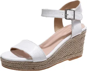 Wedge Sandals for Women Non Slip Platform Ankle Strap Sandals Open Toe Slingback All-Match Shoes Ladies Elegant Working Shopping Shoes for Summer Dressy