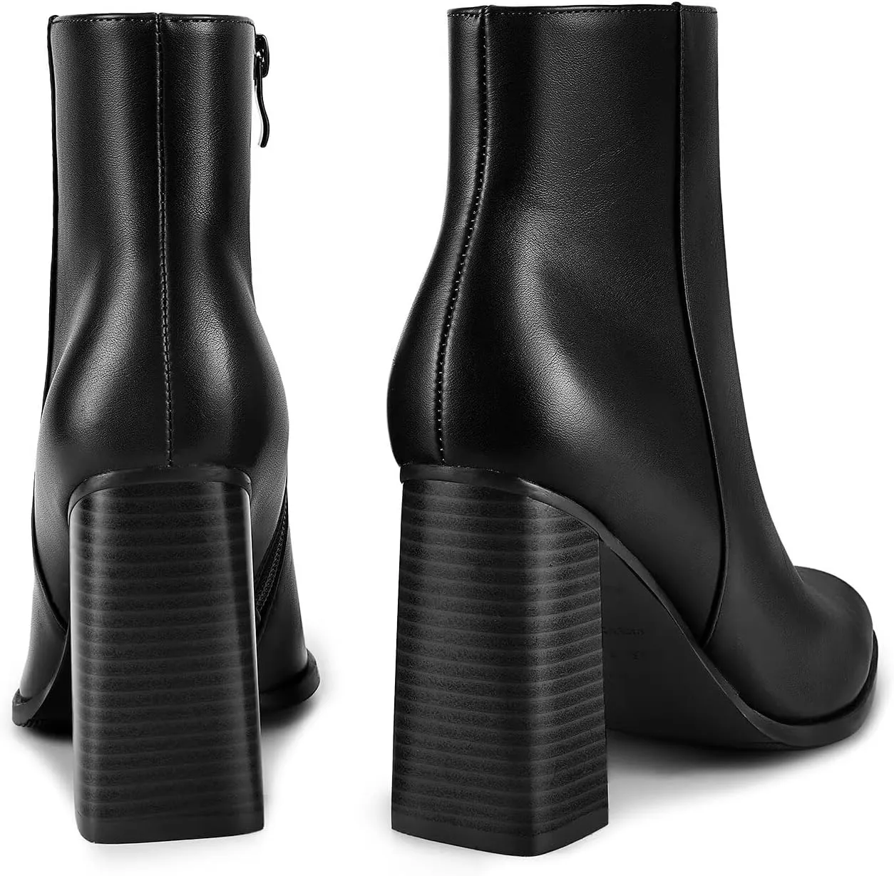 wetkiss Boots for Women Chunky Heel Ankle Booties with Pointed Toe Side Zipper