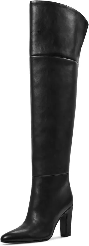 wetkiss Thigh High Boots for Women, Over the Knee Boots with Chunky Heel, Side Zipper, Wide Calf Design, Stylish and Comfy