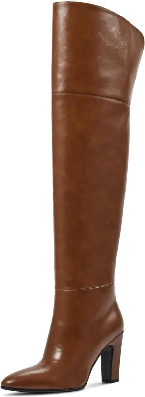 wetkiss Thigh High Boots for Women, Over the Knee Boots with Chunky Heel, Side Zipper, Wide Calf Design, Stylish and Comfy