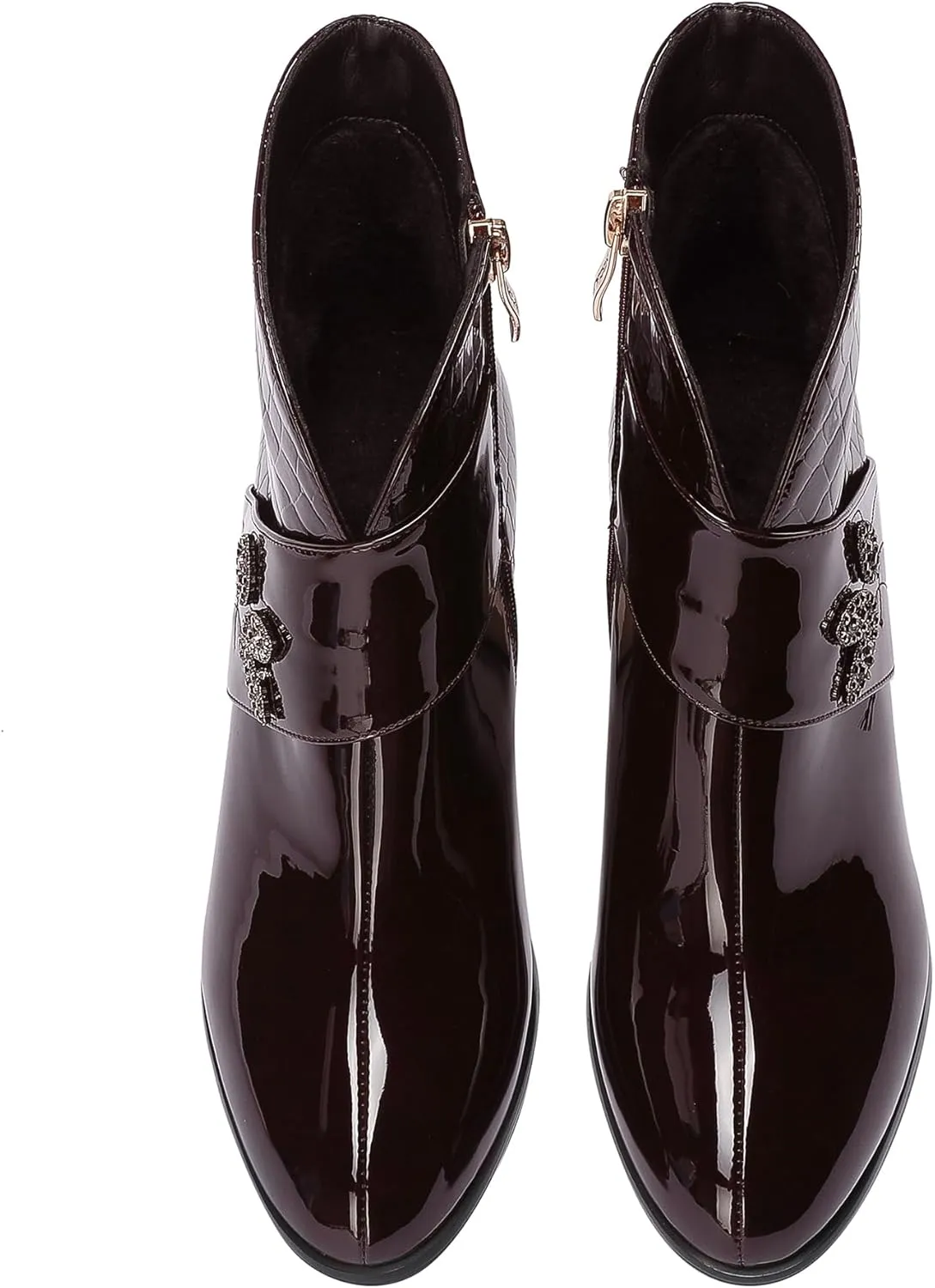 Winter Boots for Women 2025 High Heel Waterproof Shoes Extra Wide Calf Cowboy Rain Snow Chelsea Mid Short Cowgirl Western Chunky Slip On Comfortable Dress Fashion Booties