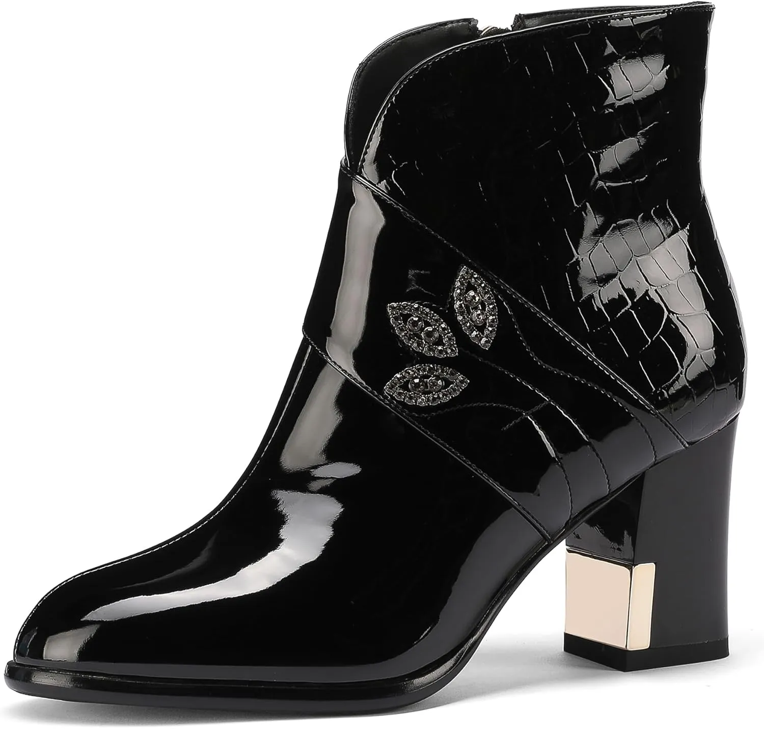 Winter Boots for Women 2025 High Heel Waterproof Shoes Extra Wide Calf Cowboy Rain Snow Chelsea Mid Short Cowgirl Western Chunky Slip On Comfortable Dress Fashion Booties