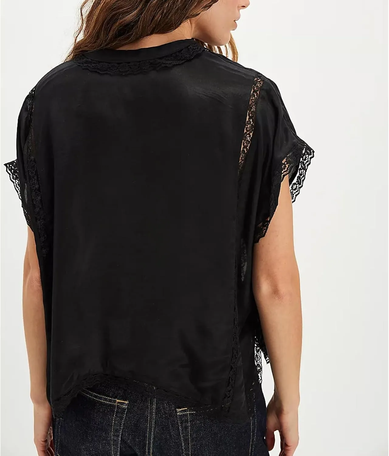 Women Y2k Sheer Lace Trim Button Up Tank Tops Cute Front Tie Up V Neck Going Out Blouse Shirts Vest Summer