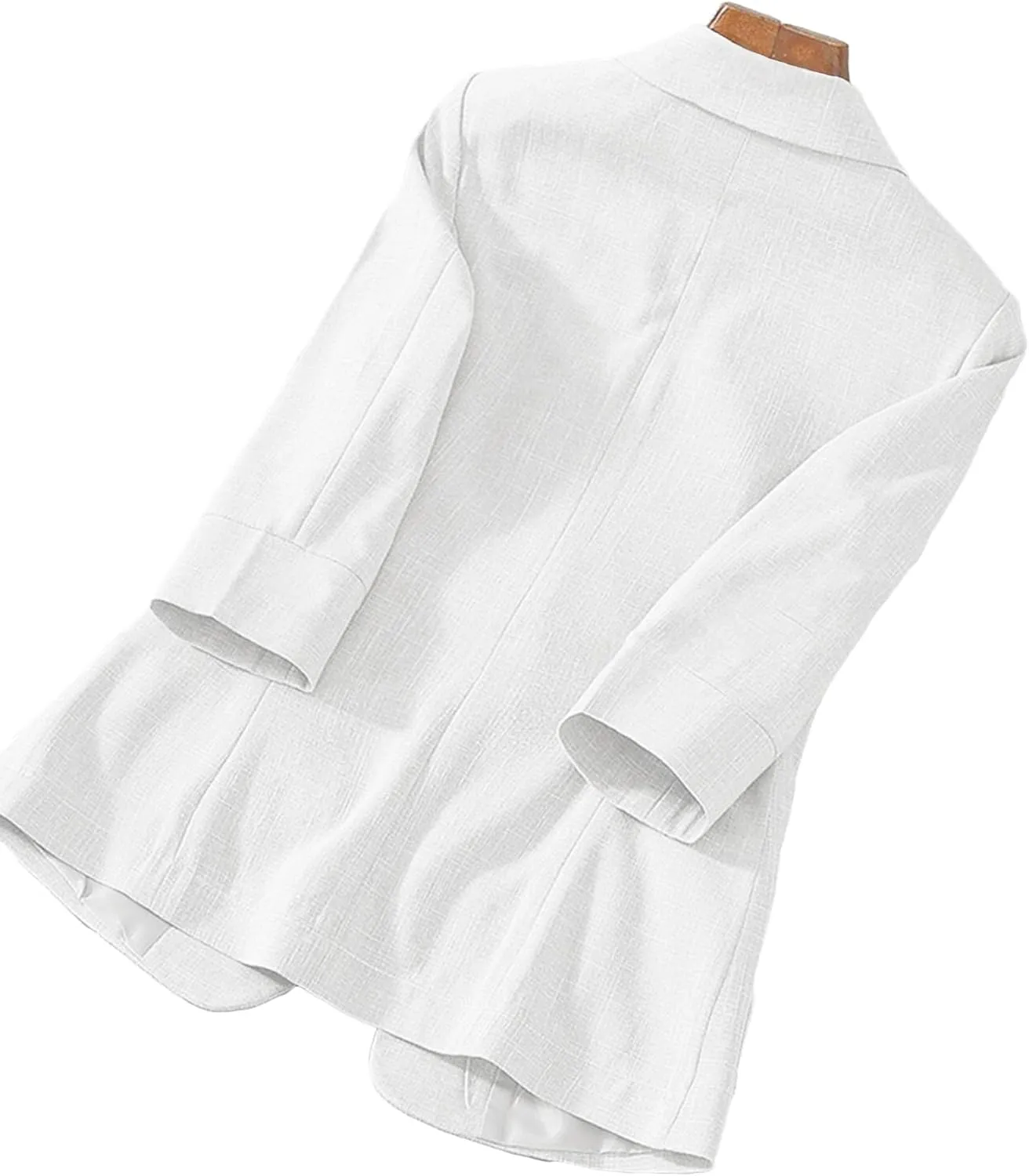 Women's 3/4 Sleeve Linen Blazer 2025 Summer Lightweight Fully-Lined Lapel Button Casual Work Jacket Pockets