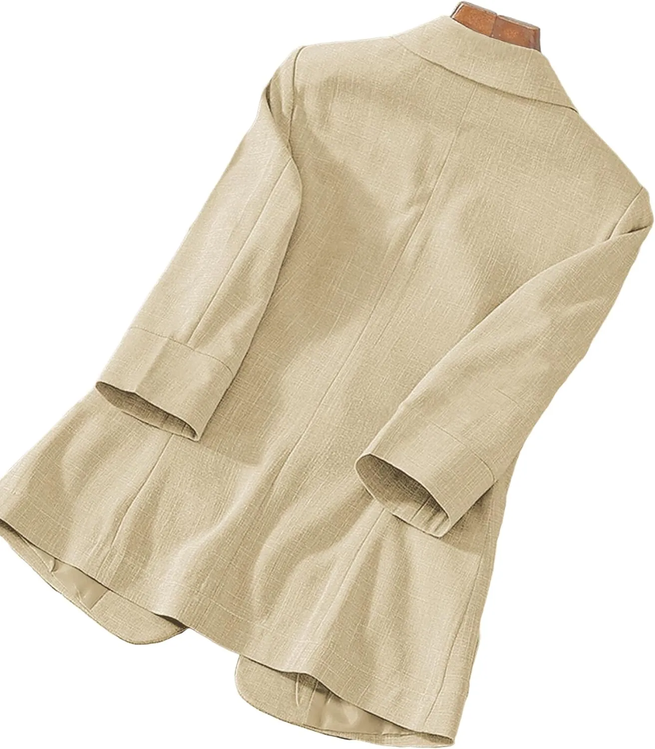 Women's 3/4 Sleeve Linen Blazer 2025 Summer Lightweight Fully-Lined Lapel Button Casual Work Jacket Pockets