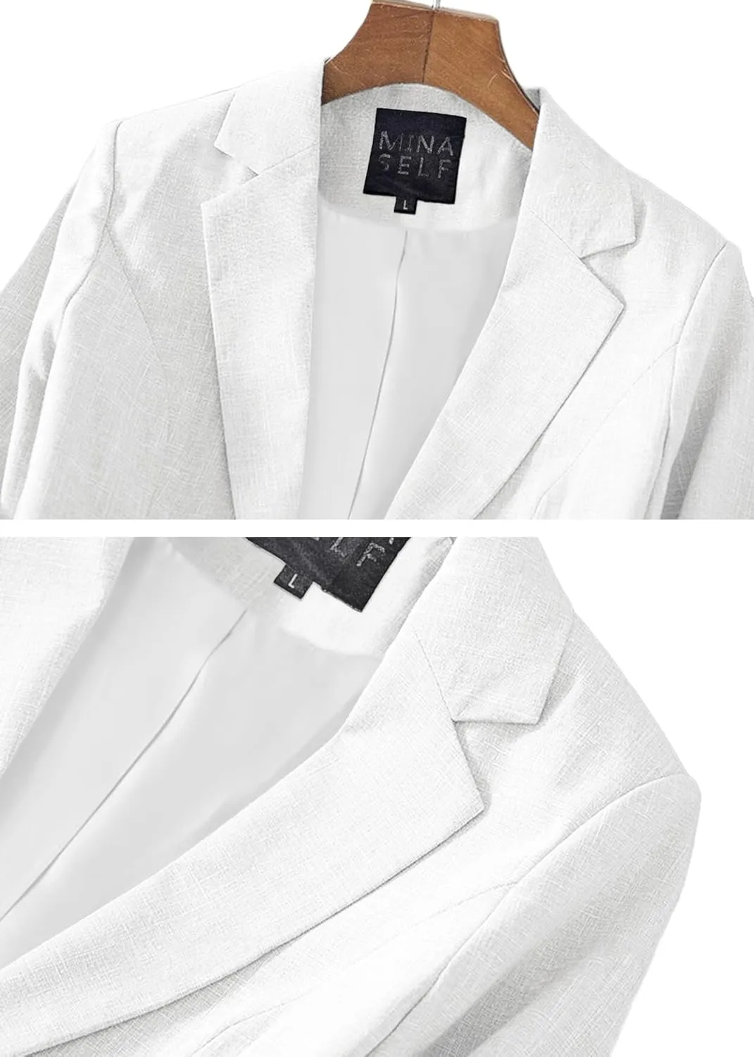 Women's 3/4 Sleeve Linen Blazer 2025 Summer Lightweight Fully-Lined Lapel Button Casual Work Jacket Pockets