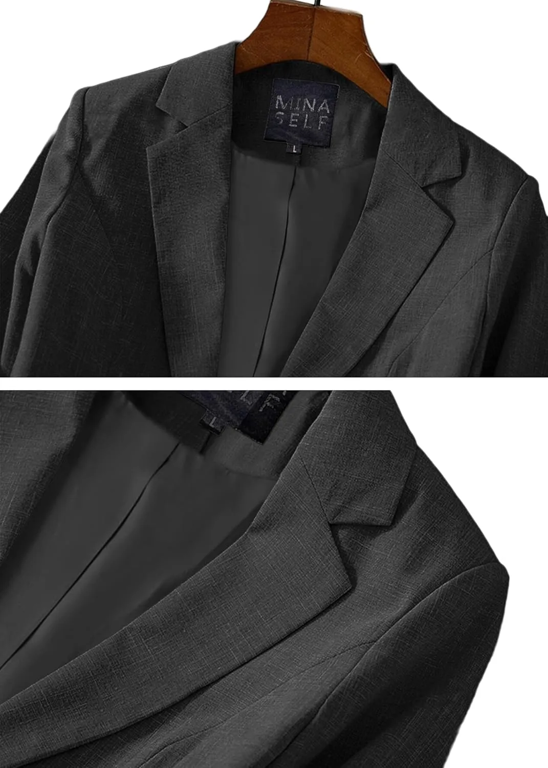 Women's 3/4 Sleeve Linen Blazer 2025 Summer Lightweight Fully-Lined Lapel Button Casual Work Jacket Pockets
