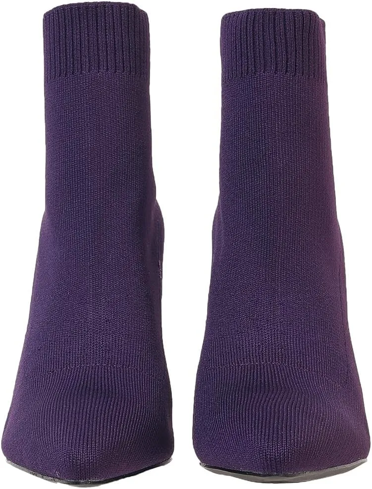 Women's Ankle Boots Stretch Elastic Knit Pointed Toe Stiletto Heel Breathable Fashion Sock Booties