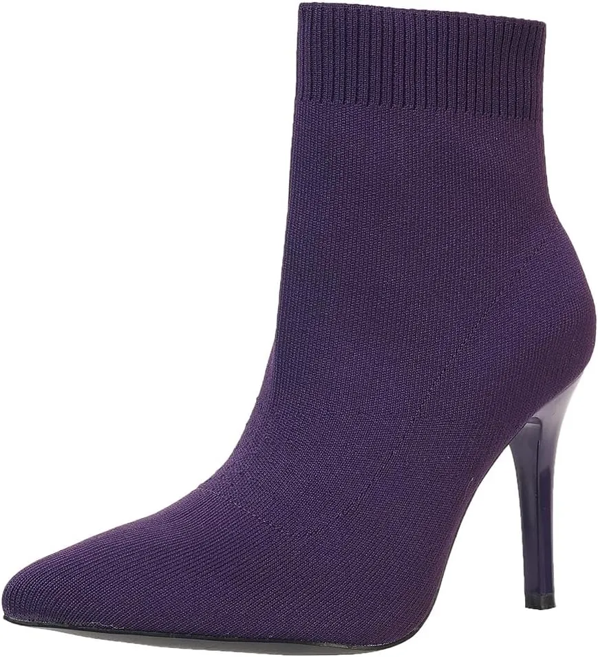 Women's Ankle Boots Stretch Elastic Knit Pointed Toe Stiletto Heel Breathable Fashion Sock Booties