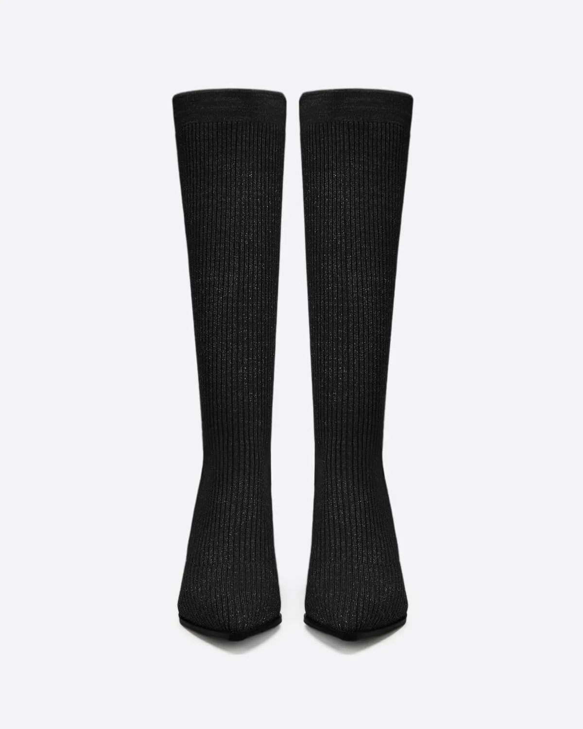 Women's Chunky Heel Boots, Knit Comfort High Boots, Minimalist Style, Rubber Sole
