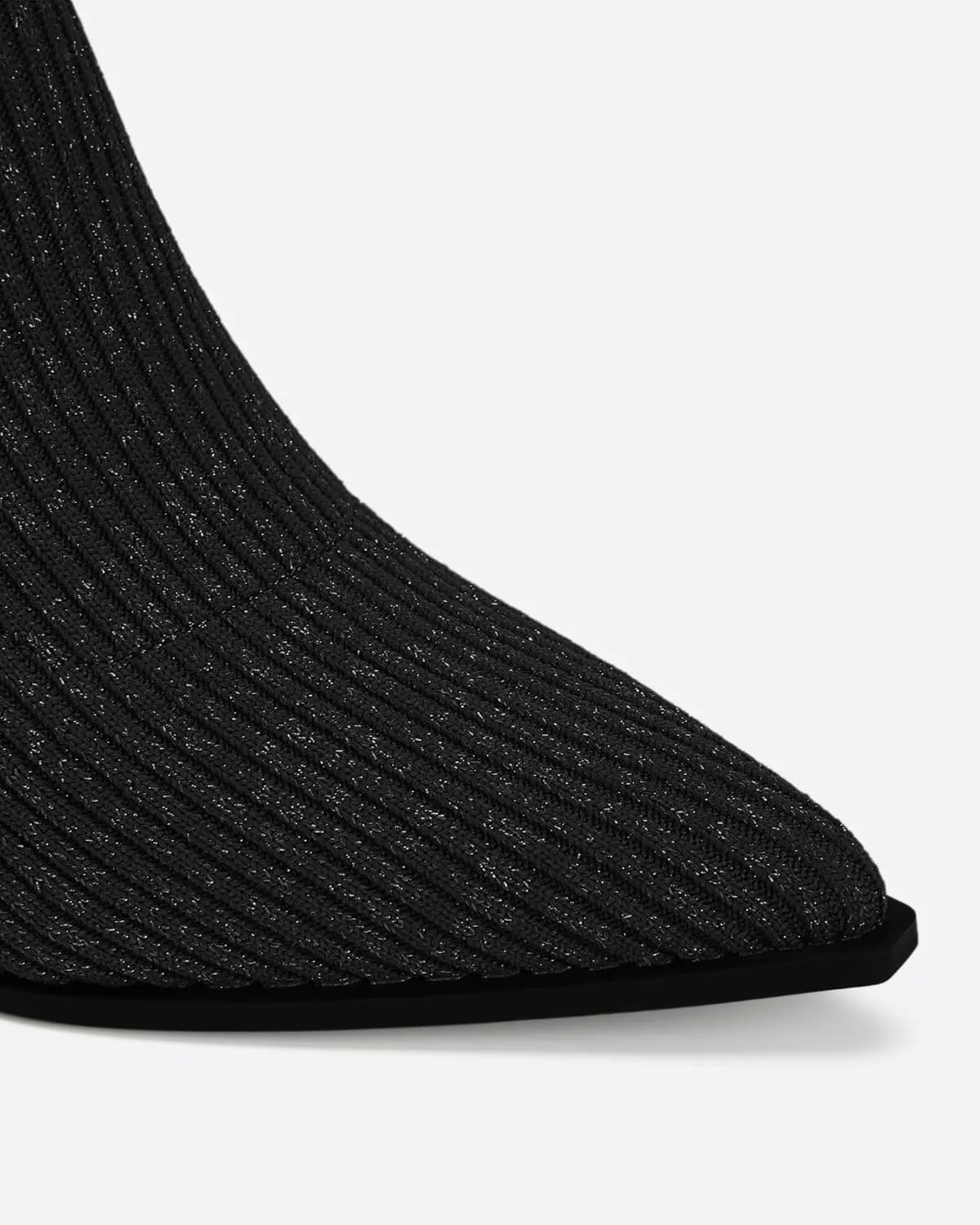 Women's Chunky Heel Boots, Knit Comfort High Boots, Minimalist Style, Rubber Sole