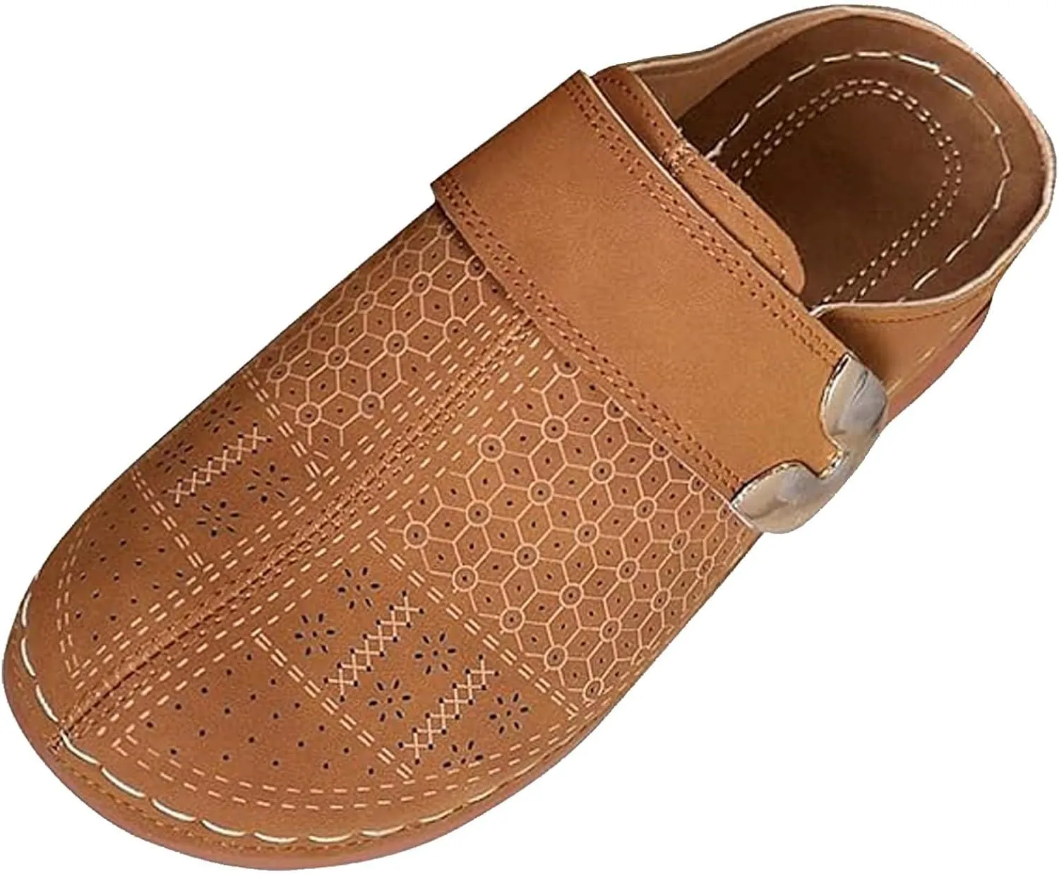 Womens Closed Toe Mules Plus Size Hollow Out Slides Sandals Summer Lightweight Slip on Sandals Casual Fashion Orthopedic Walking Shoes Comfortable Breathable Clogs with Arch Support