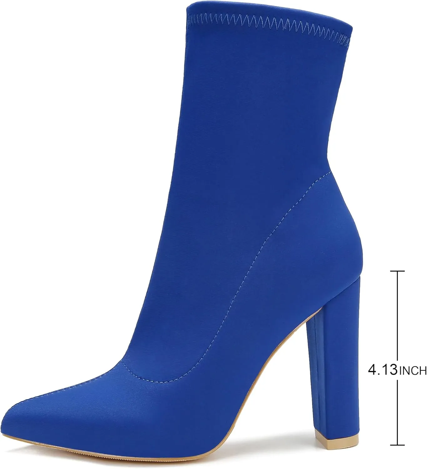 Women's High Heeled Booties Pointed Toe Mid Calf Ankle Boots Block Chunky Heels boot Stretch Fashion Sexy Wedding Short Bootie