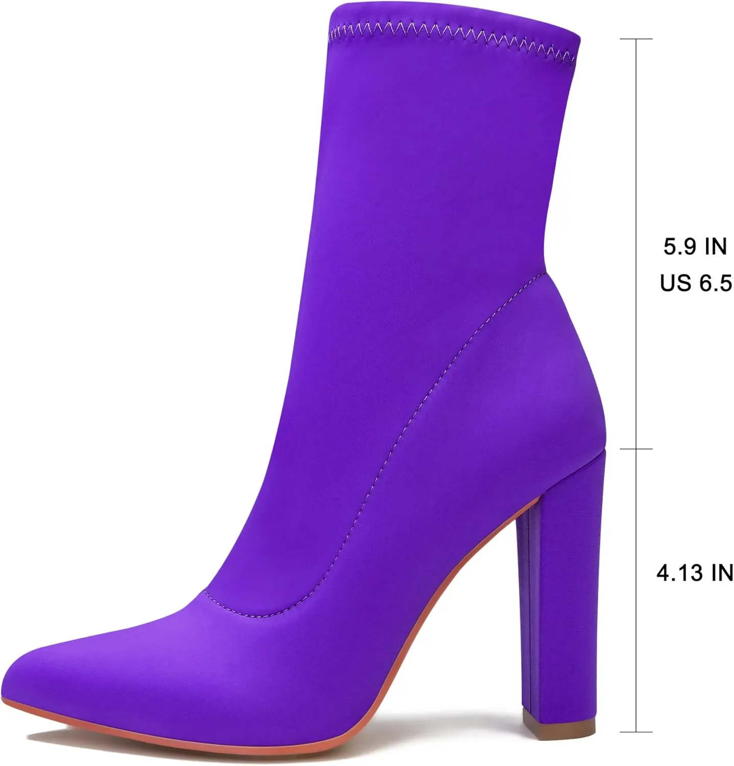 Women's High Heeled Booties Pointed Toe Mid Calf Ankle Boots Block Chunky Heels boot Stretch Fashion Sexy Wedding Short Bootie