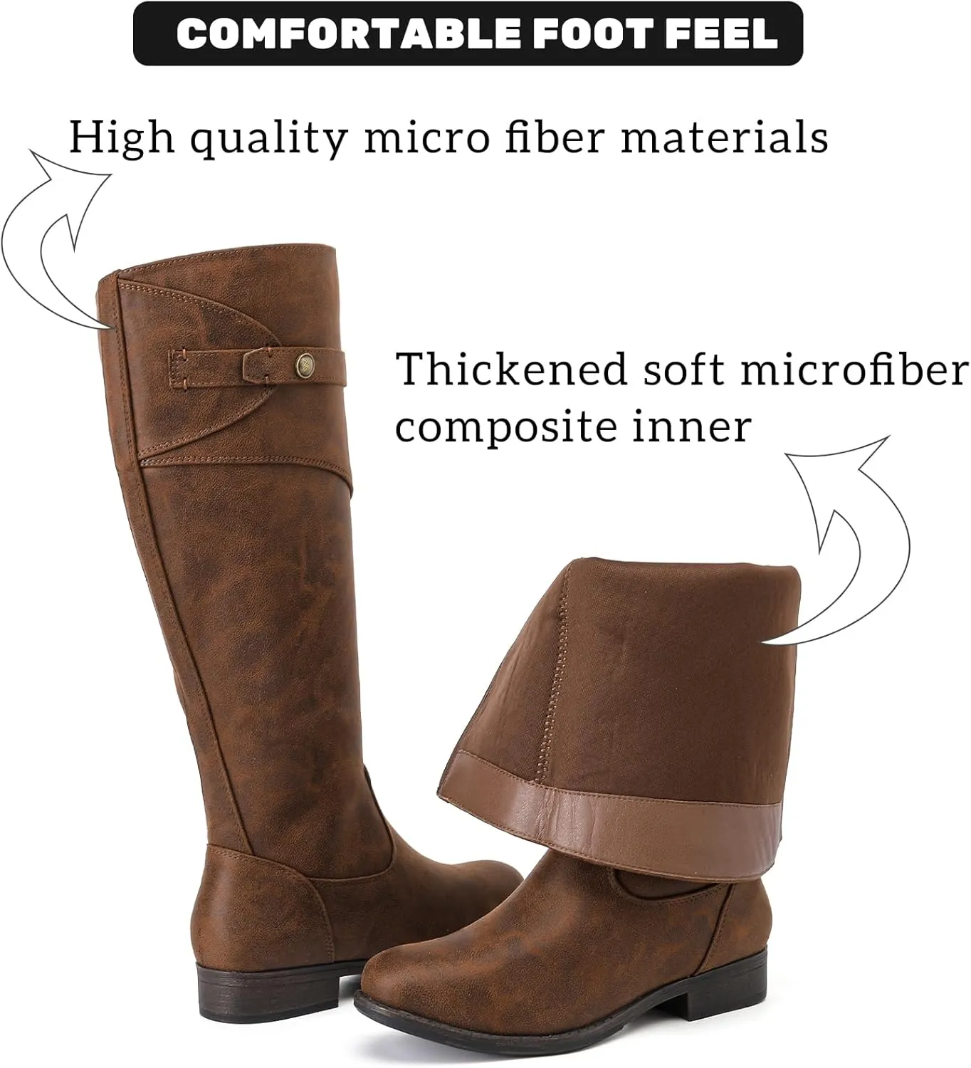 Women's Knee High Boots Wide Calf Comfortable Riding Combat Flat Boots and Fashionable for Fall and Winter Wear for Women.