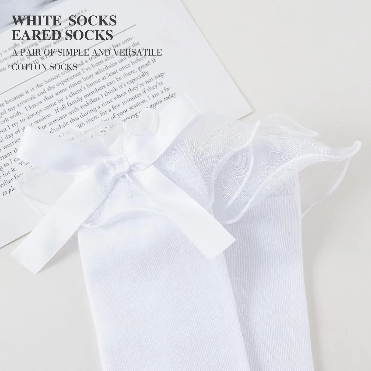 Women's Lace Ruffle Frilly Ankle Socks - Girl Cotton Knee High Socks with Bow Lace Ruffle Trim