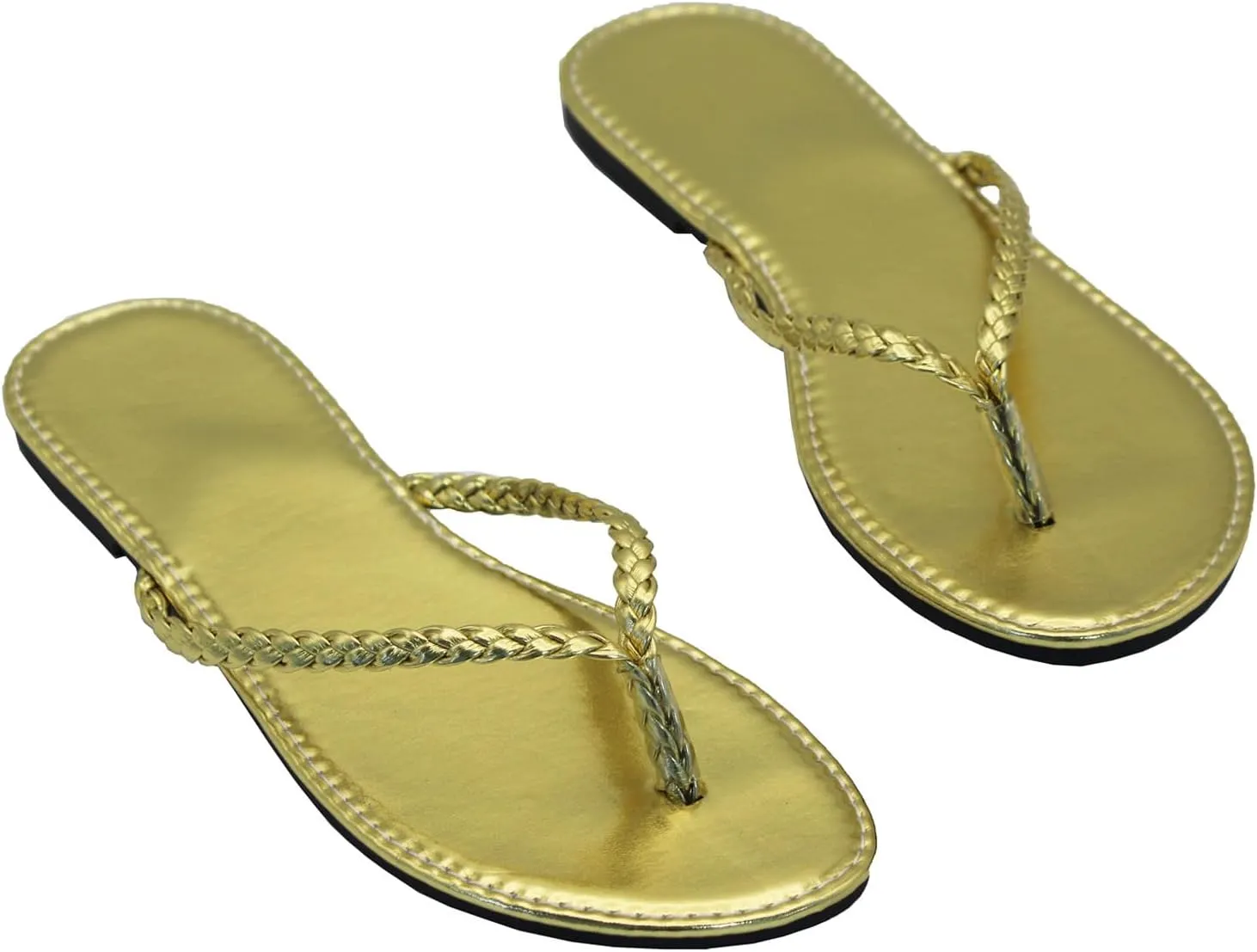 Women's Leather Flip Flops, Woven Strap PU Leather Flat Sandals Slip On Slippers Casual Beach Thongs Slides Shoes
