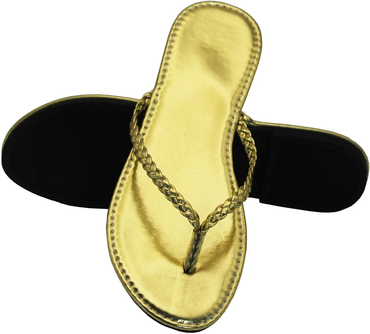 Women's Leather Flip Flops, Woven Strap PU Leather Flat Sandals Slip On Slippers Casual Beach Thongs Slides Shoes
