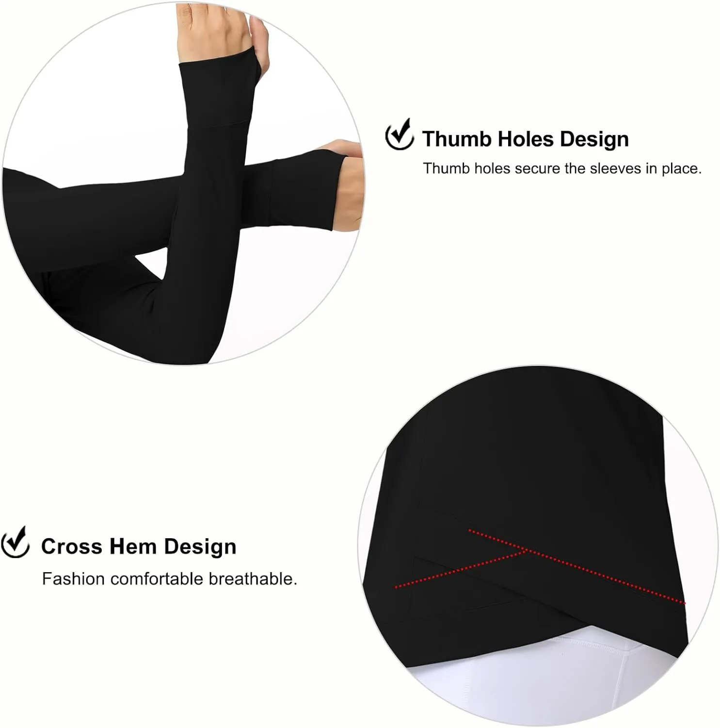 Women's Long Sleeve Compression Shirts Workout Tops Cross Hem Athletic Running Yoga T-Shirts with Thumb Hole