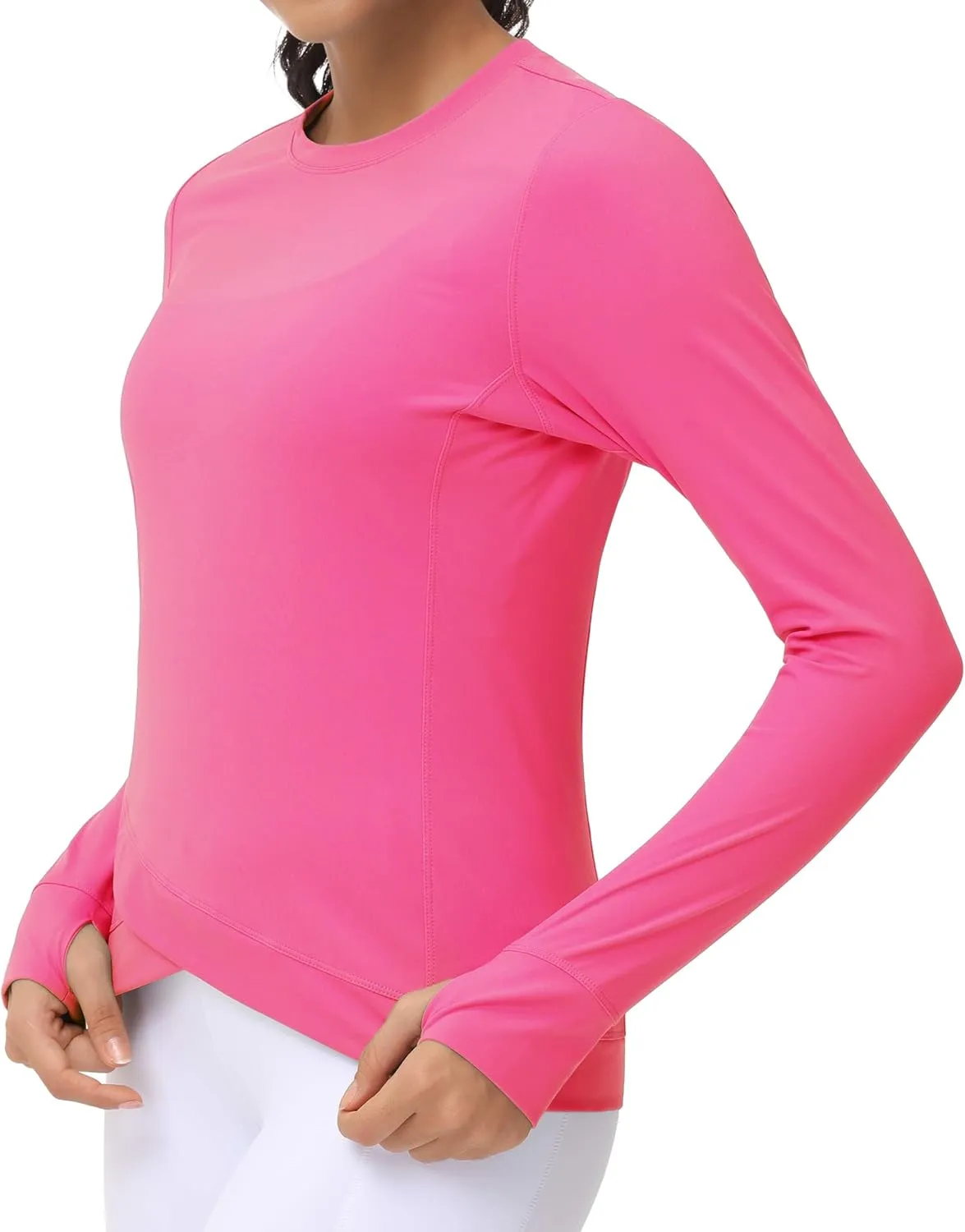 Women's Long Sleeve Compression Shirts Workout Tops Cross Hem Athletic Running Yoga T-Shirts with Thumb Hole