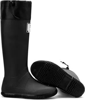 Womens Rain Boots Waterproof Packable Tall Water Boots with Adjustable Buckle Lightweight Shoes Mud for Garden Outdoor Work Fishing
