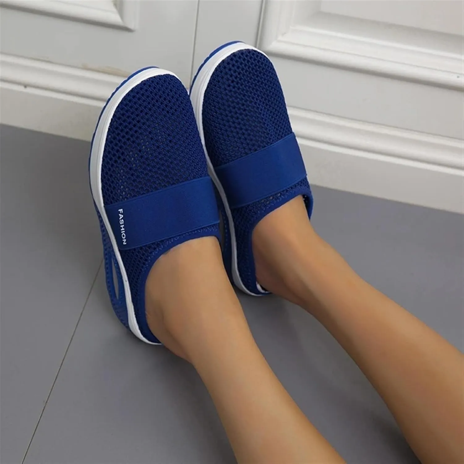 Womens Slip On Clogs and Mules Diabetic Air-Cushion Slip-On Walking Shoes Breathable Slippers Closed Toe Slides Orthopedic Diabetic Shoes with Arch-Support