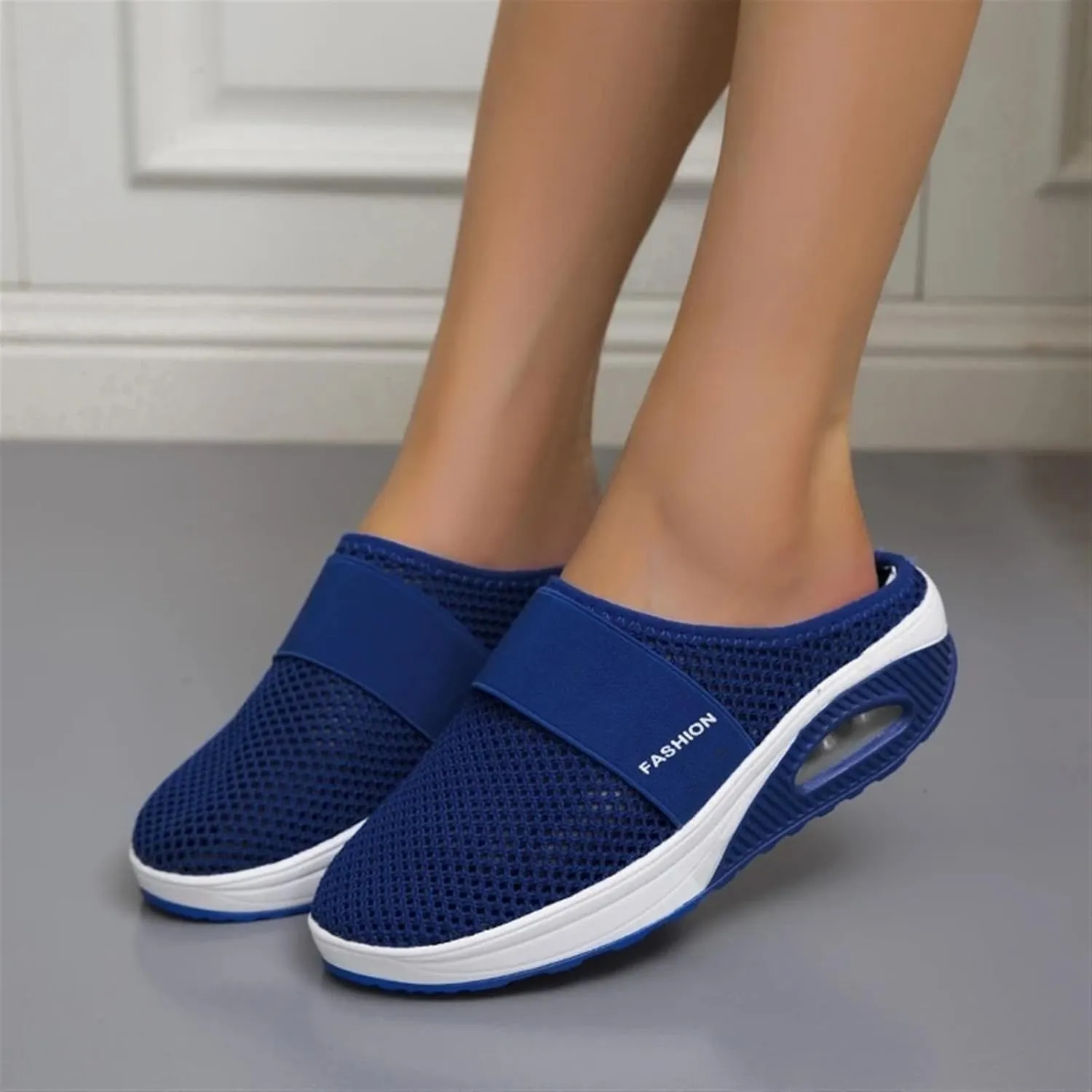 Womens Slip On Clogs and Mules Diabetic Air-Cushion Slip-On Walking Shoes Breathable Slippers Closed Toe Slides Orthopedic Diabetic Shoes with Arch-Support