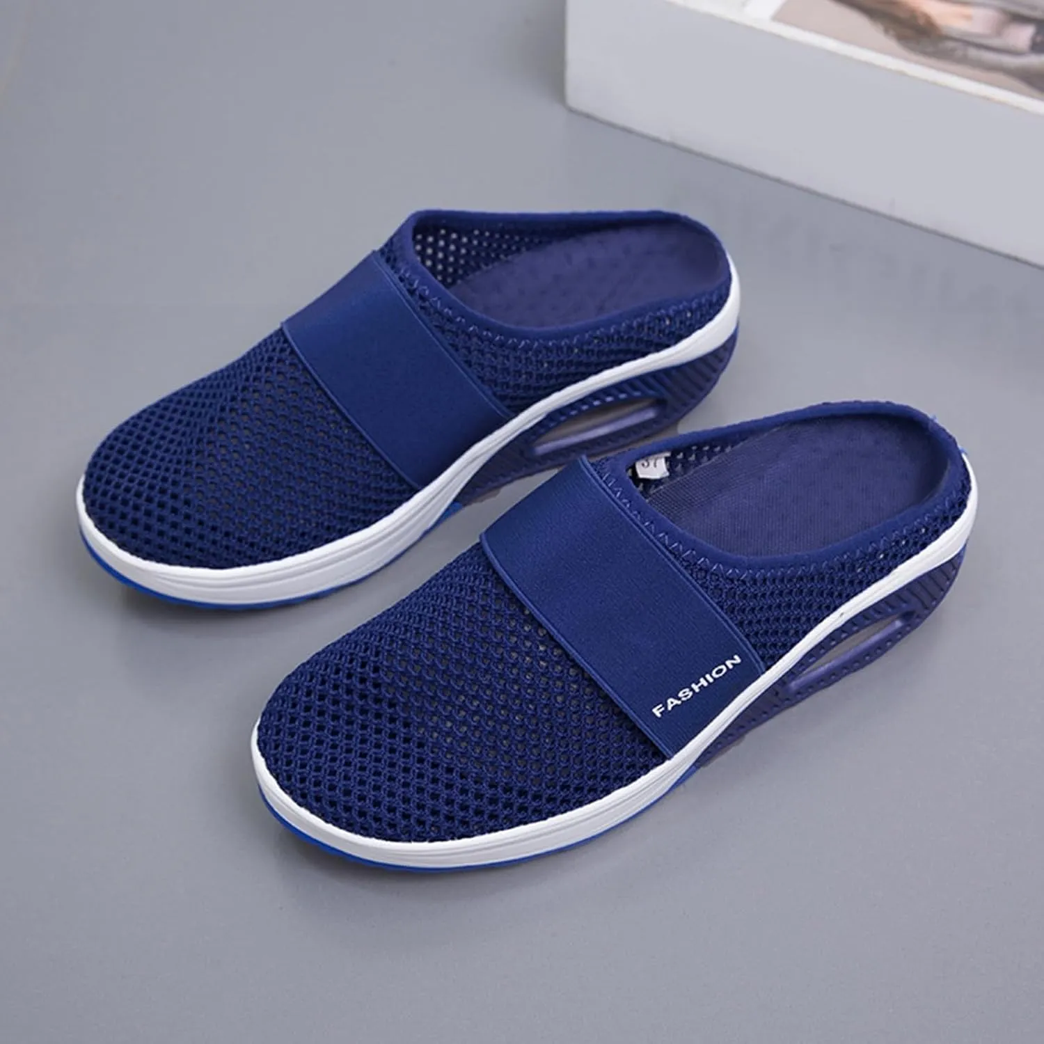 Womens Slip On Clogs and Mules Diabetic Air-Cushion Slip-On Walking Shoes Breathable Slippers Closed Toe Slides Orthopedic Diabetic Shoes with Arch-Support