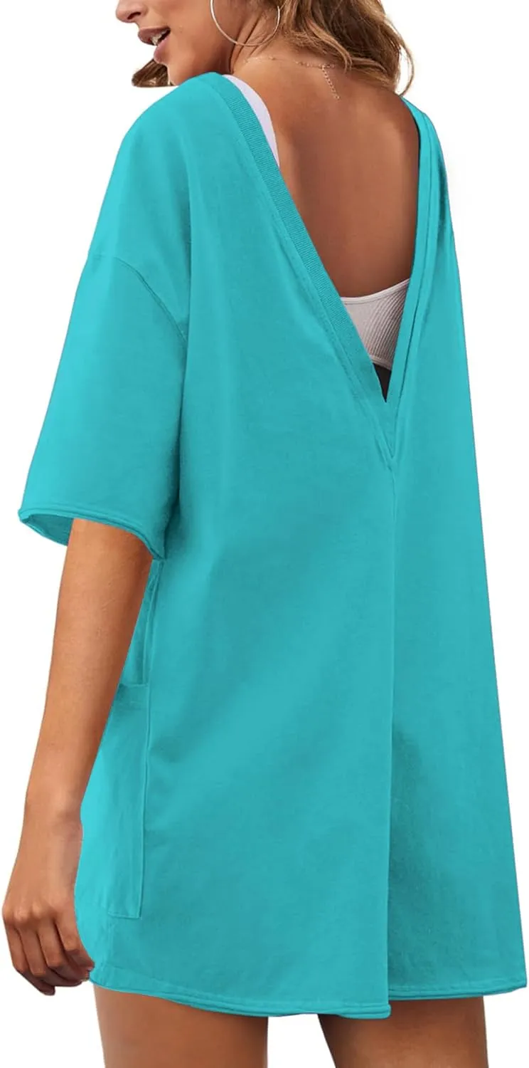Womens T Shirt Romper Hot Shot Tee Romper for Summer Casual Short Sleeve Oversized Athletic Workout Outfits