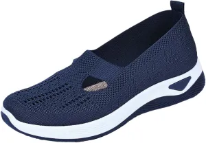 Women's Woven Orthopedic Breathable Soft Sole Tennis Shoes Men Mesh Casual Slip On Shoes Wedge Sneakers Black Tennis Shoe Loafers Casual Slip On