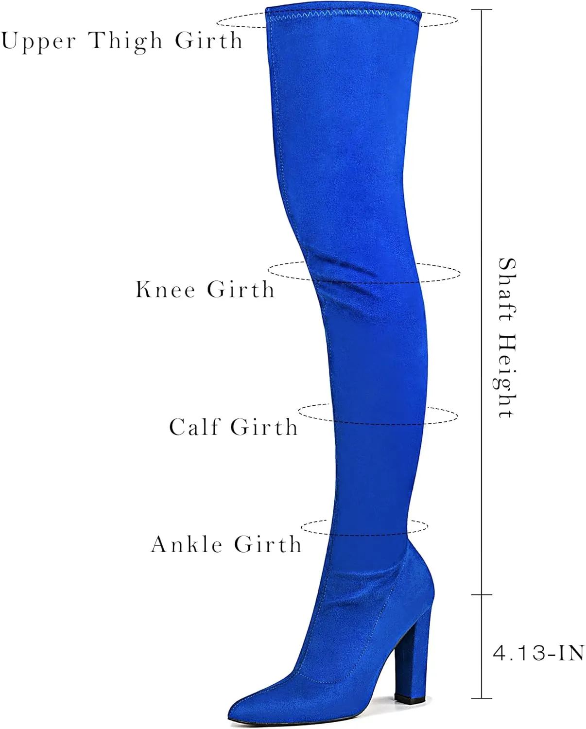 WSKEISP Women's Thigh High Boots Stretch Suede Over The Knee High Boots 4.13IN Chunky Heel Fall Winter Boots